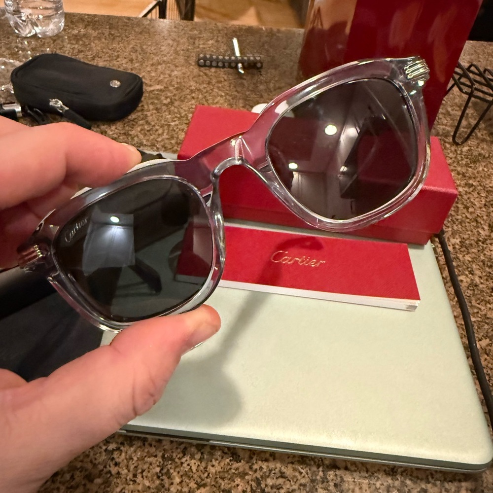 Cartier Transparent and Black Men's Sunglasses